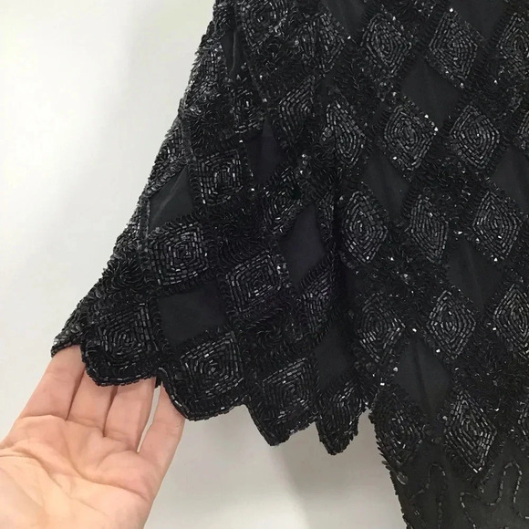 Laurence Kazar Vintage Silk Beaded Sequins Cocktail Party Dress Size Medium - Picture 5 of 11